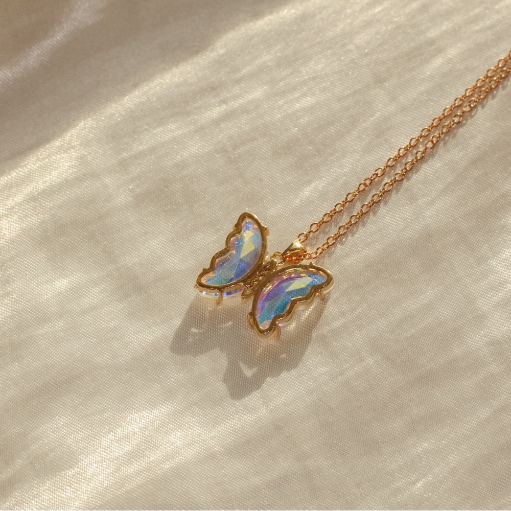 Gold Butterfly Pendant Necklace - Picture 7 of 9